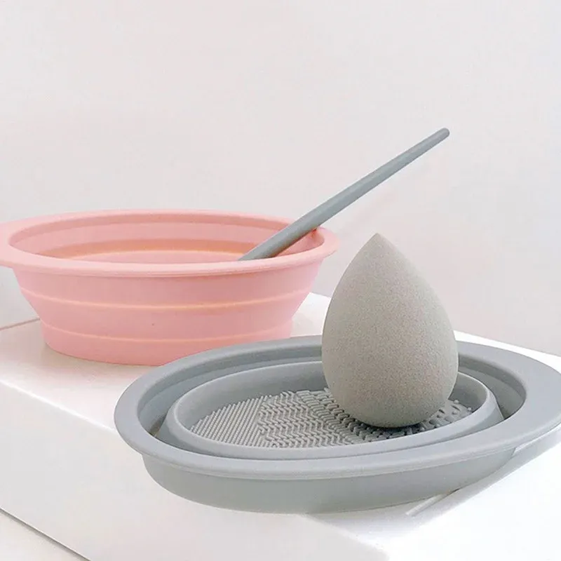 קערת ניקוי מברשת איפור סיליקון מתקפלת Clean Mat Cosmetic Foundation צללית אבקה מברשות ניקוי כלים ציוד איפור