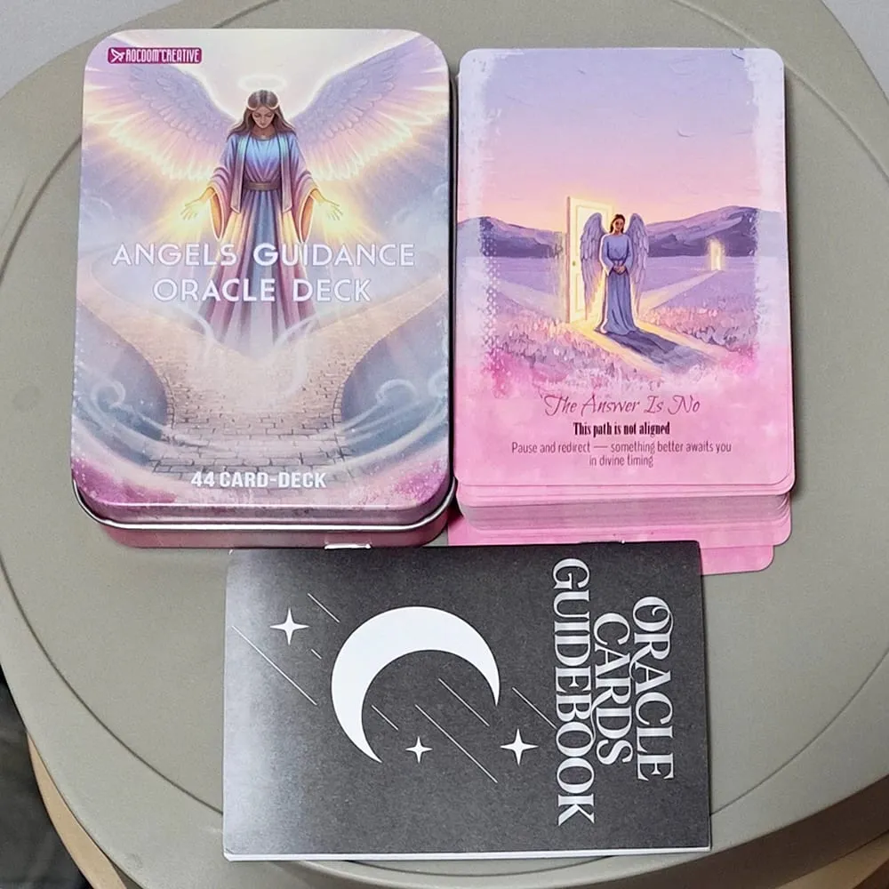 Angels Guidance Oracle Deck - 11.5*8 ס"מ 44 כרטיסים עם ספר הדרכה כרטיסי חיזוי מעוררי השראה בקופסת פח לצמיחה רוחנית