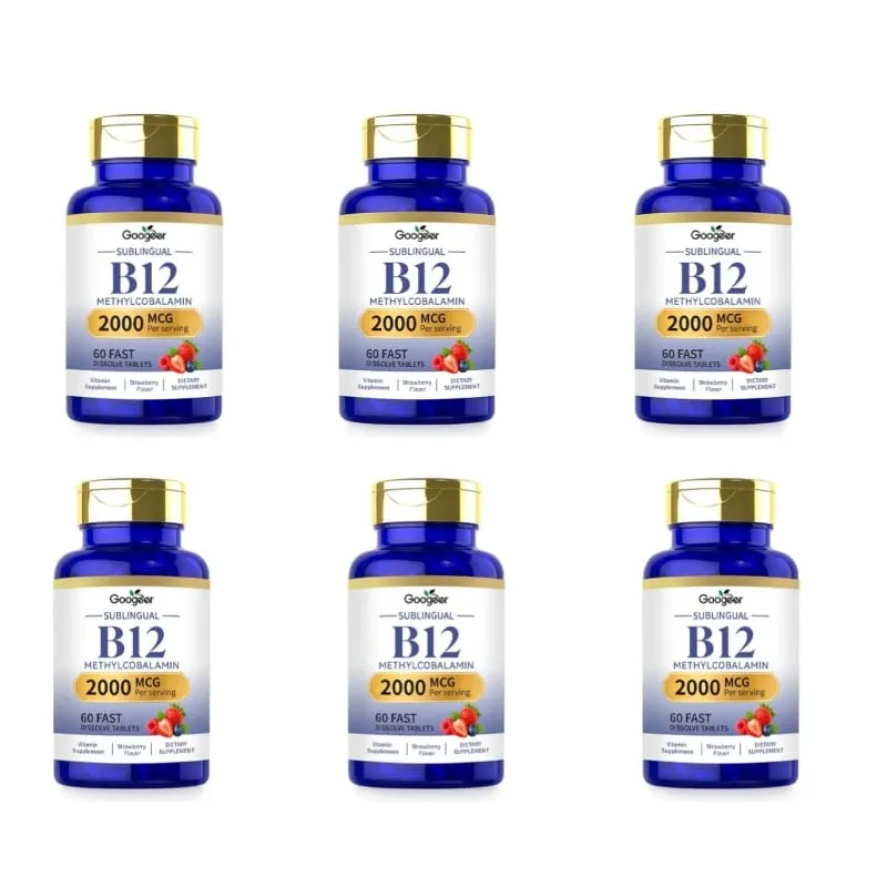 Googeer B12 Methylcobalamin Υπογλώσσια Ταμπλέτες Γρήγορης Διάλυσης με Άρωμα Φράουλα για Καθημερινή Υποστήριξη Άνεσης Σώματος 60 ταμπλέτες