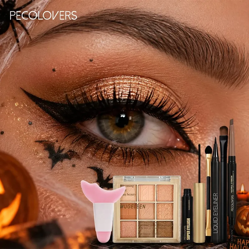 Παλέτα σκιών ματιών 7 τμχ σετ ματιών + eyeliner + μάσκαρα + μολύβι φρυδιών με διπλό άκρο που ταιριάζει με εργαλεία μακιγιάζ Eye highlighter
