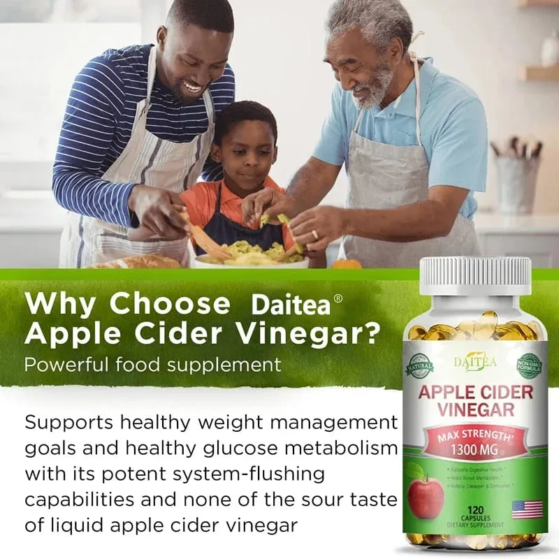Daitea apple cider vinegar capsules support obesity-prone body management burn fat and inhibit fat accumulation