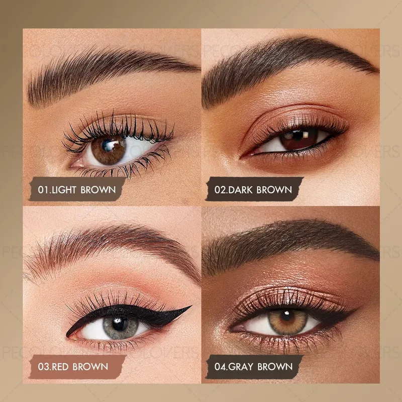 Professional 4 Pcs Eyebrow Products Makeup Set - Eyebrow Stamp & Eyebrow Powder & Small Brush Fill The Shapes of Eyebrow