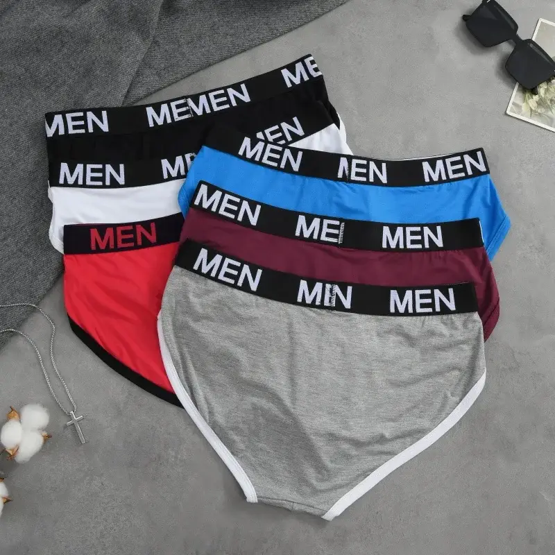1Pcs/Set Men's Viscose Letter Panties Seamless High Quality Breathable Underpants Male Elastic Soft Comfortable Underwear S-XL