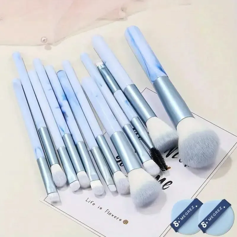 Σετ πινέλων μακιγιάζ 12 τμχ Blue Foundation Concealer Blush Powder Eye Shadow Kabuki Blending Cosmetic Soft Fluffy Female Makeup Tool