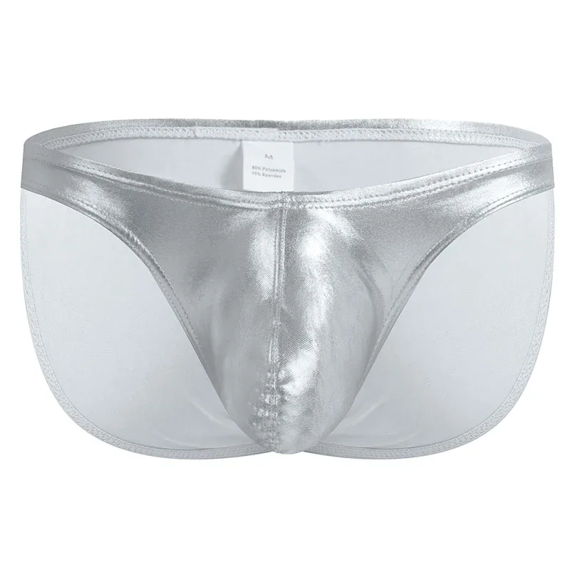 Men's Fashion Low Waist Imitation Leather Briefs with U Convex Pouch Sexy Underwear Lingerie 3PCS/2PCS/1PC Set