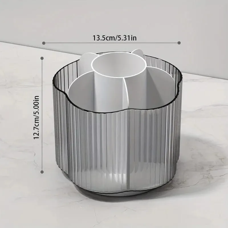 360° Umiikot na Makeup Brush Holder Nababakas 6 Grids Cosmetics Storage Box Round Revolving Makeup Brushes Tools Organizer Box