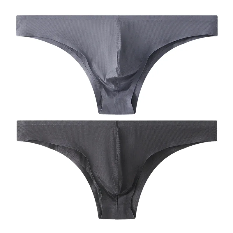 Half Hip Small Triangle Men's Underwear Low Waist Sexy Young Men Ice Silk Seamless Briefs Summer Lightweight Breathable Panties