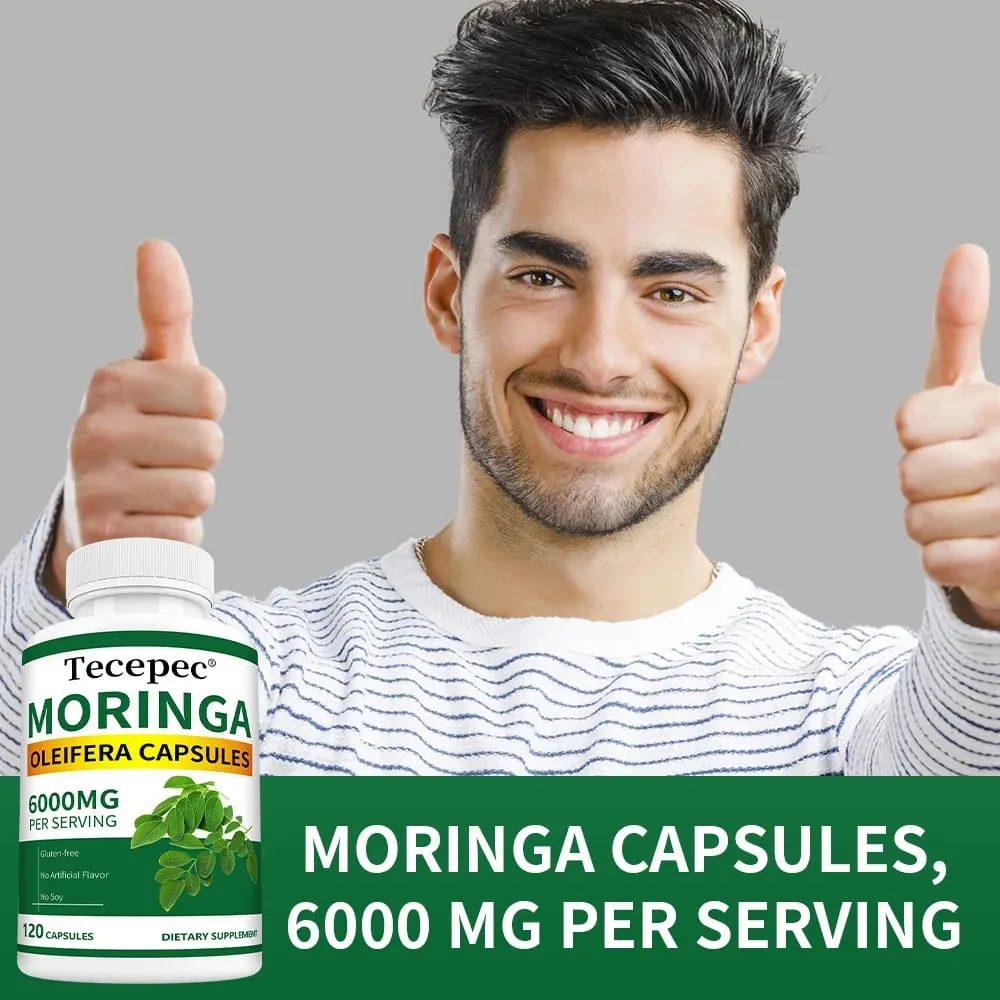Βιολογικές Κάψουλες Moringa 6000mg Αντιοξειδωτικό Ενισχύει την Ενέργεια και τον Μεταβολισμό Υποστήριξη Ανοσοποιητικού Πεπτικού Υγεία Εγκεφάλου και Καρδιάς