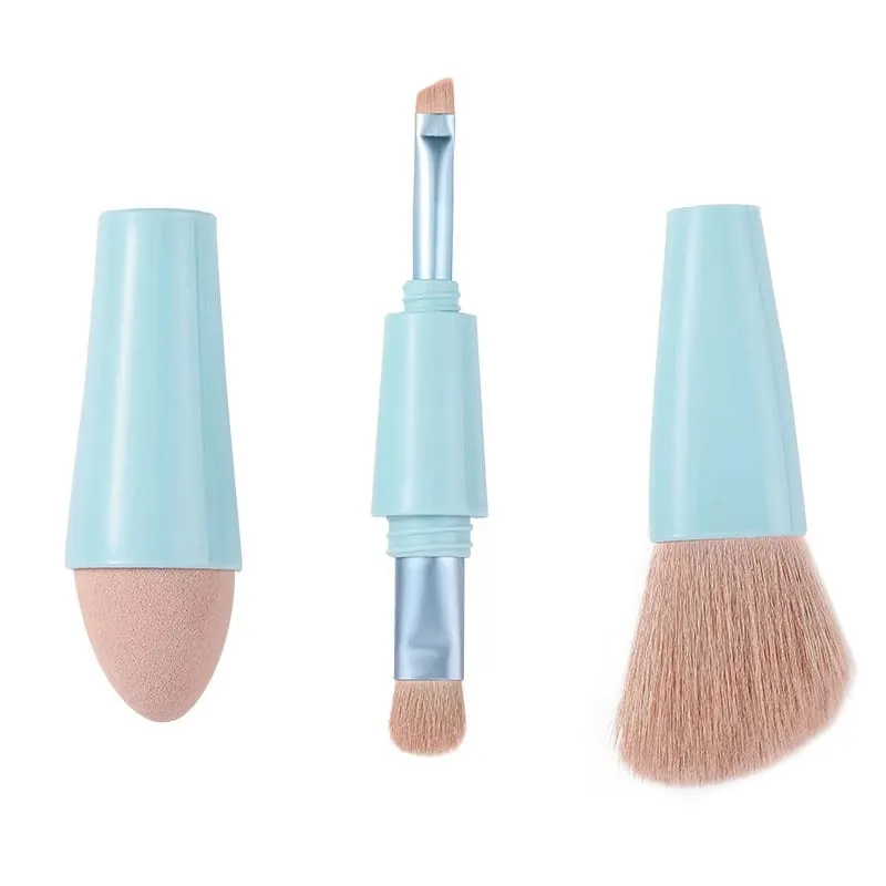 【B】1PC 4 σε 1 Travel Portable Multitasker Beauty Tools Brushes Makeup Αποσπώμενα πινέλα μακιγιάζ σετ μακιγιάζ