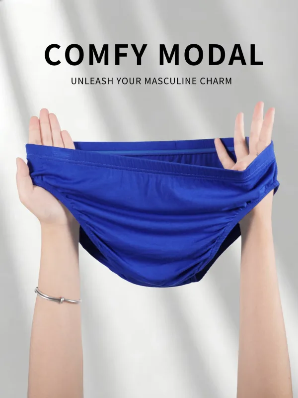 Men's Modal Ultra Thin Bare Feel Briefs, Low Rise High Elastic Breathable 3D Convex Pouch Underwear