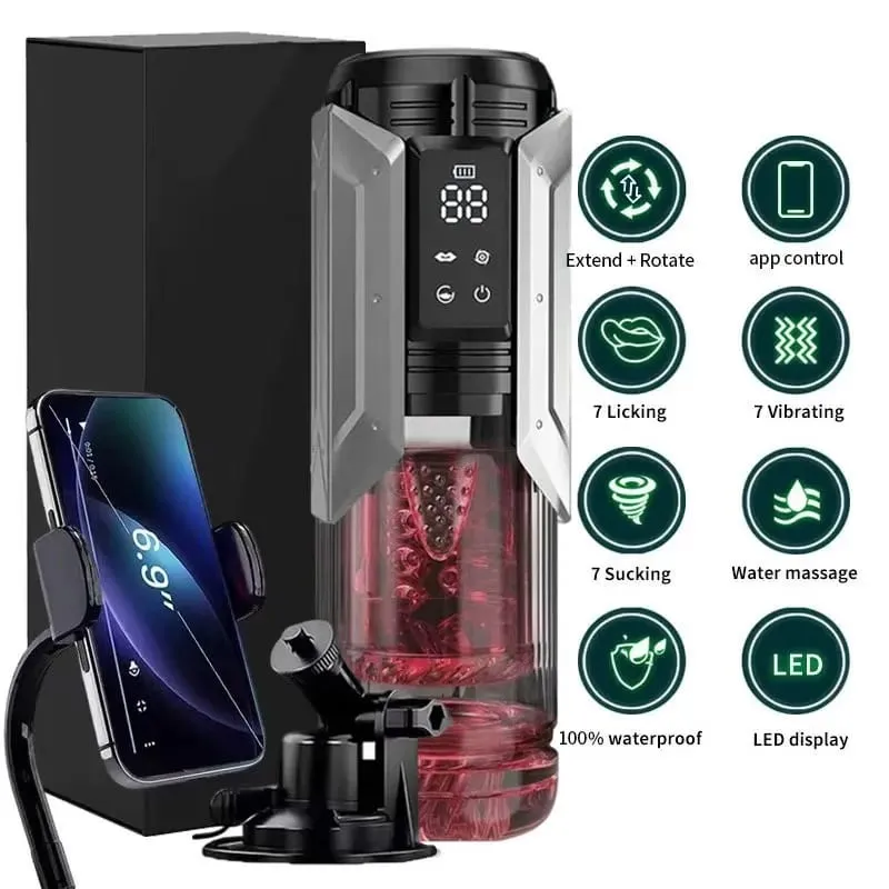 APP LED Automata Férfi Maszturbátor Kupa 7 Szívás Forgó Nyalás Lágyítási módok Zsebi punci simogató szopás férfi szexjátékok