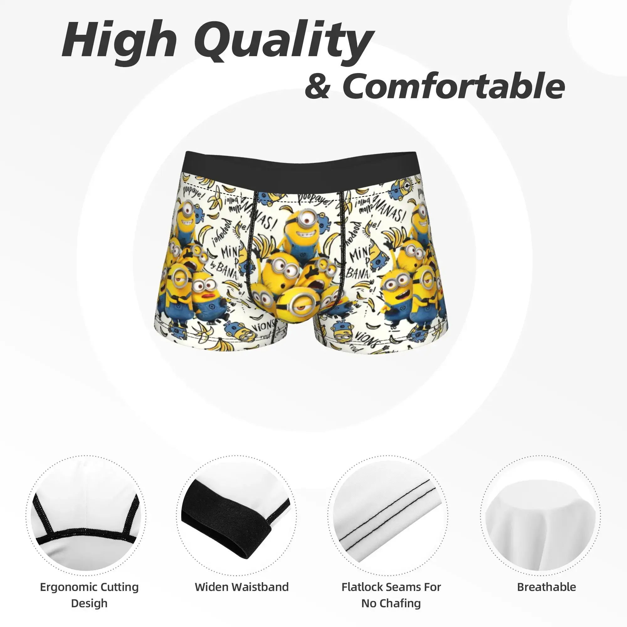 M-Minions Boxershorts 3D Pouch Underwear High Quality Customs Boxer Brief Comfortable Males Panties Plus Size