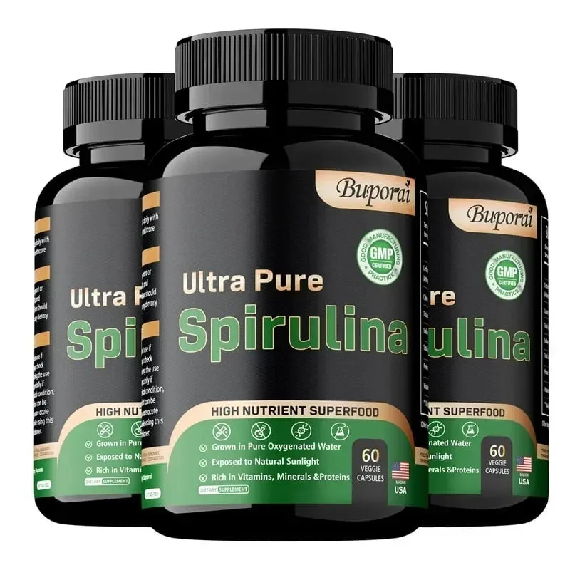 Suplemen Spirulina Organik - Nutrisi Detoksifikasi Kesehatan Sistem Kekebalan Tubuh Suplemen Antioksidan Kesehatan Kardiovaskular
