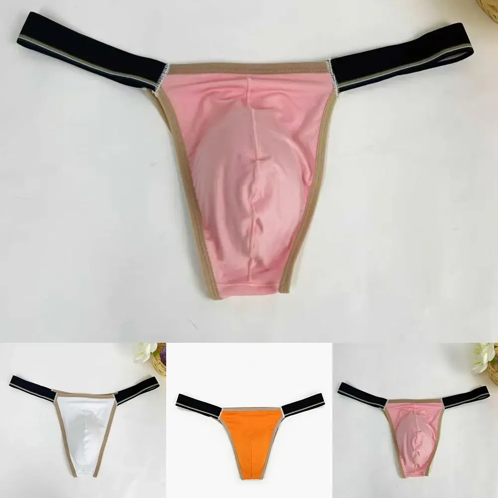 Breathable Low Waist Men Ice Silk Thongs Thin Underpants Men's Panties Lingerie Underwear Male Briefs Male Thongs