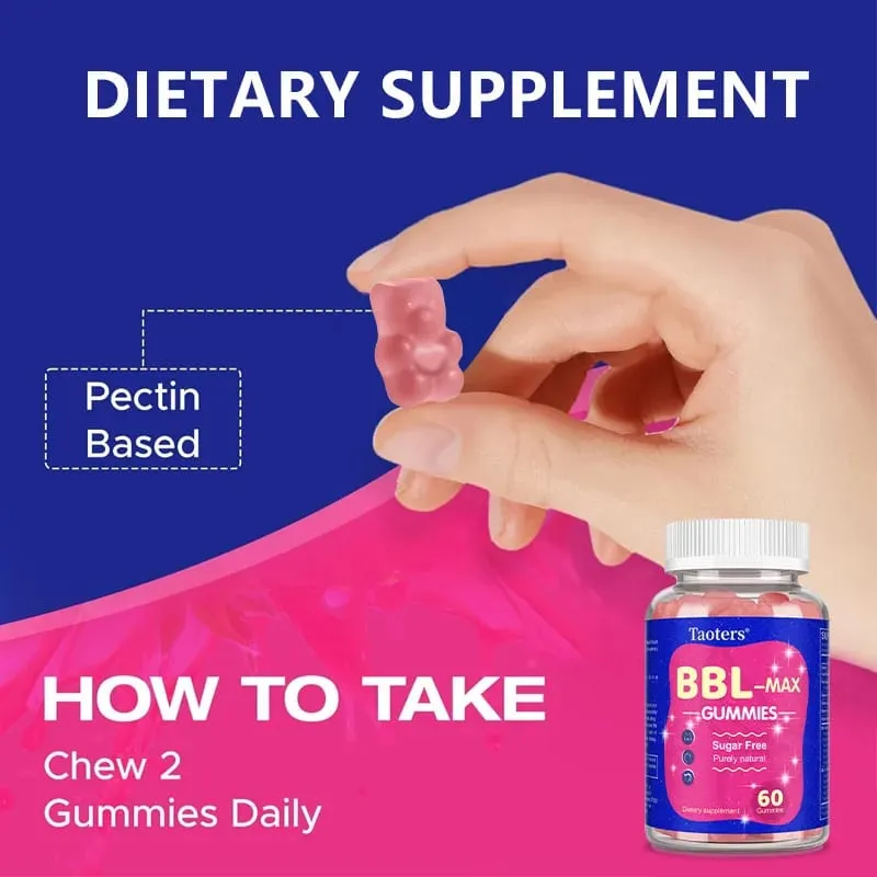 Gummies sa Pagpapalaki ng Pwetan para sa Babae - BBL- MAX Gummies - na may Multivitamins at Herbal Extracts