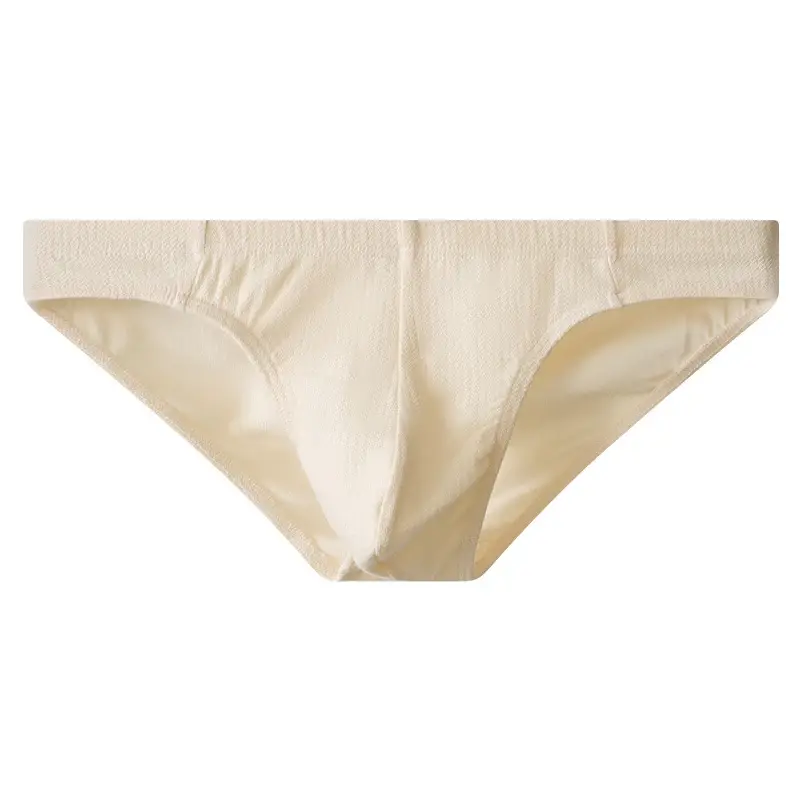 3-teiliges Herren-Slip-Set aus strukturierter Baumwolle mit niedriger Taille – minimalistische, einfarbige Unterwäsche (Beige/Weiß/Hellgrau)
