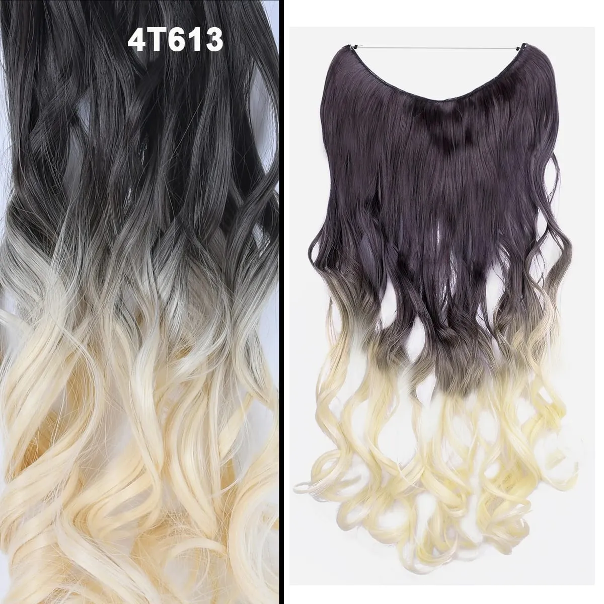 Jeedou Wavy Hair Extension Elasticity Invisible Wire Fish Line One Piece No Clips Synthetic Hairpieces Ombre Color For Ladies