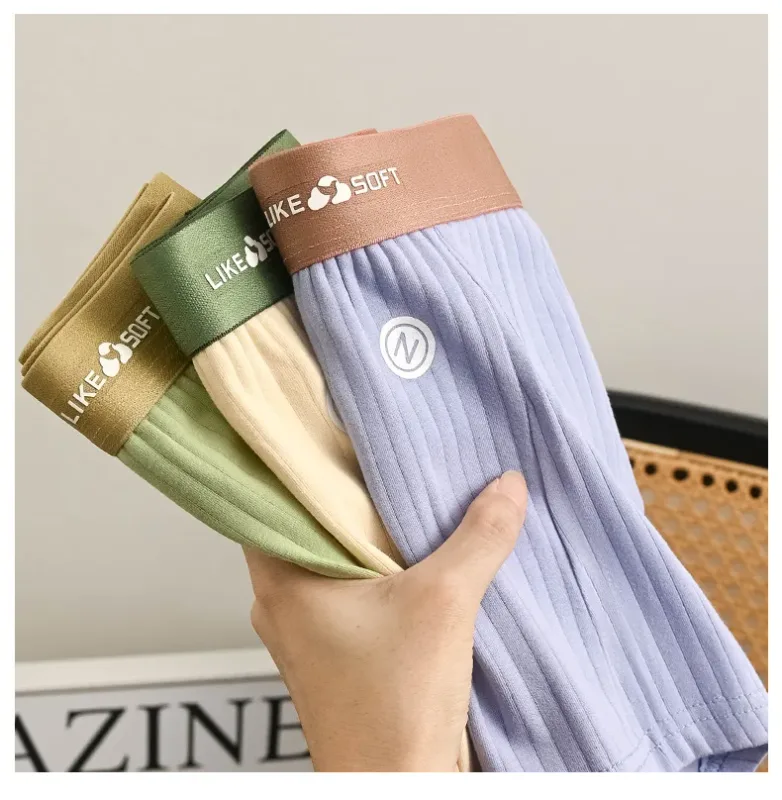 5Pcs Men Striped Boxer Briefs Soft Breathable Mid Waist Elastic Waistband Cotton Blend Men Underwear Shorts