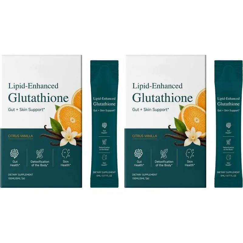 Lipid-Enhanced Glutathione Liquid Supplement Packets with Citrus Vanilla Support Gut Health and Skin Health 26 Packets 130ml