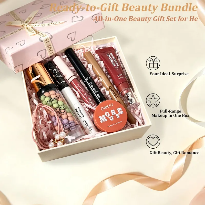 Σετ μακιγιάζ 7 τεμαχίων lip gloss lip liner ρουζ σκιά ματιών primer μάσκαρα σετ μακιγιάζ Χριστουγεννιάτικο δώρο — image 4