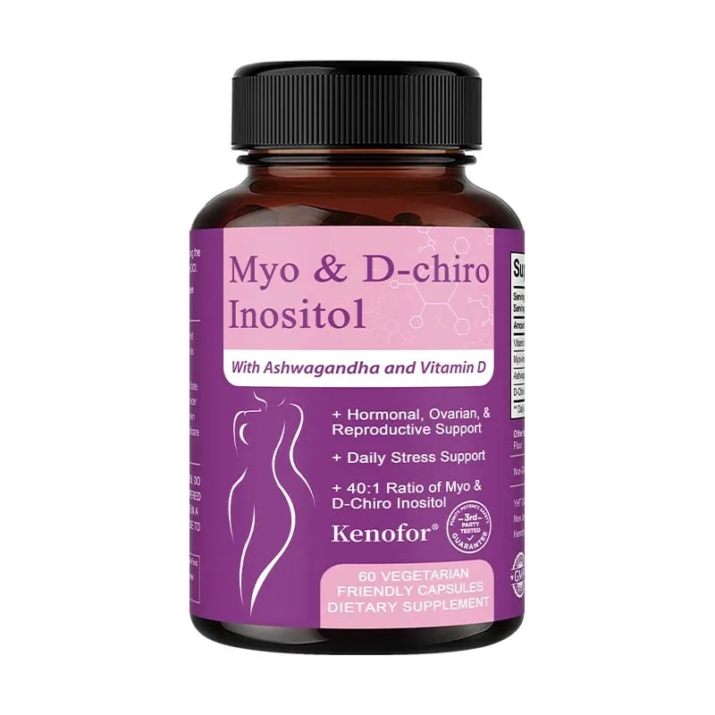 Inositol Supplement with Ashwagandha Improves Muscle Ovarian Function Antioxidant Blood Sugar Balance 120 Veggie Capsules