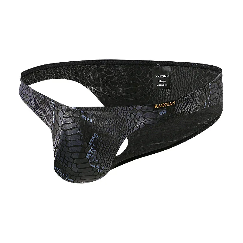 Mens Snake Skin Patterned Briefs with Sexy Bulge Pouch Bikini Underwear Comfortable Underpants by WANGJIANG Brand