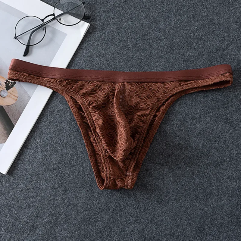 Men Thongs Briefs Jacquard Sheer Men's Underwear Sexy Accessories Hot Low Rise Pouch Very Hot Lingerie Breathable Underpants