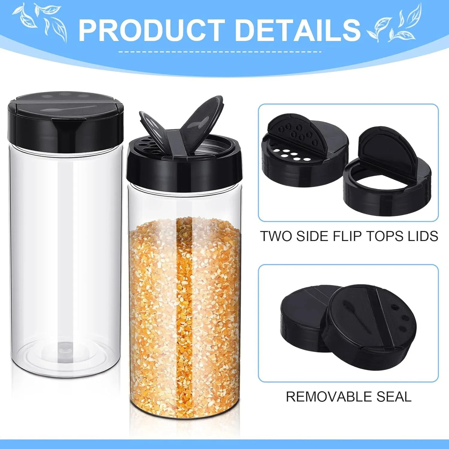 400 ml-es műanyag átlátszó fűszerdobozok shaker fedéllel fűszertartó edények konyhához és grillezéshez