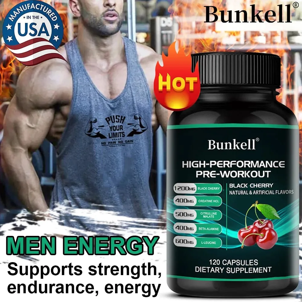 Bunkell Pre-Workout Supplement - Amino Acids Creatine HCI Citrulline Malate Beta-Alanine για βελτίωση της αθλητικής απόδοσης