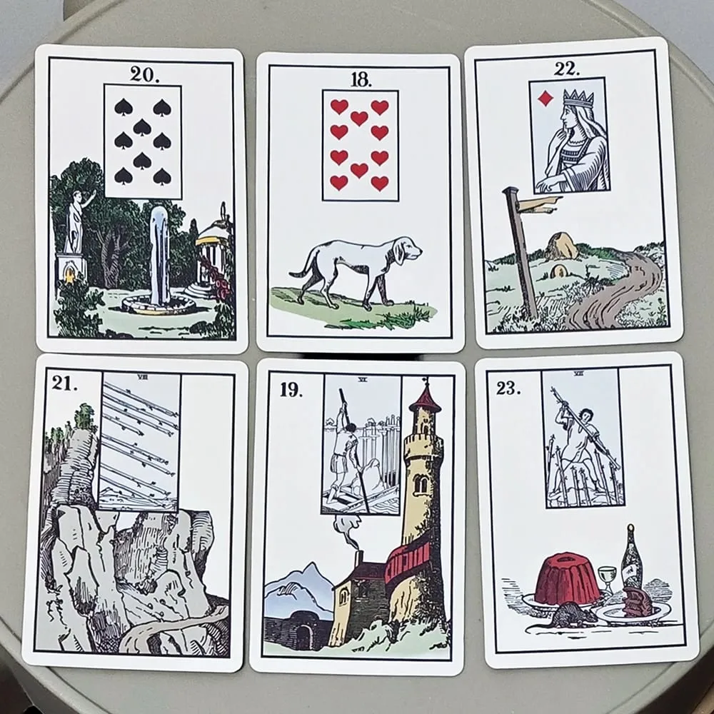 The New York Lenormand Pakli – Történelmi, 9*6 cm-es, 36 kártyás jóspakli, vintage stílusú, kartonos kártyák dupla dombornyomással