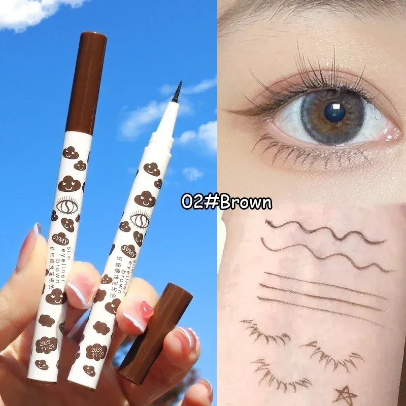 Pena Eyeliner Cair Matte Alami Ultra-tipis Pena Ulat Sutera Bulu Mata Bawah Cepat Kering Tahan Air Alat Rias Mata Halus Pigmen Tinggi