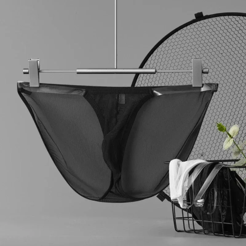 Mannen ondergoed sexy volledige mesh transparante slip dunne ijs zijde ademend lage taille sexy mannen ondergoed