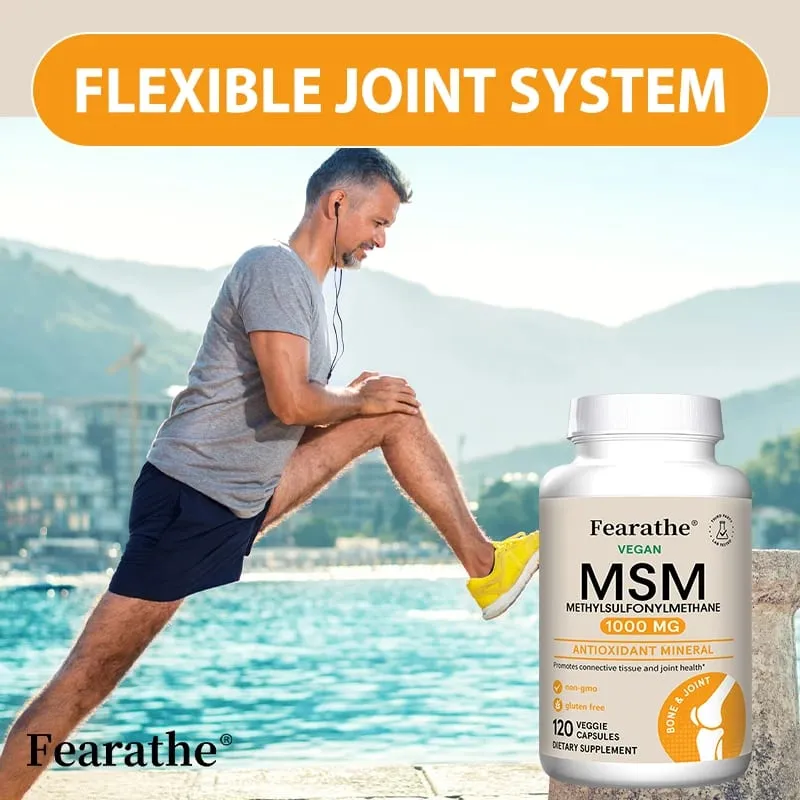 Ang Fearathe Methylsulfonylmethane(MSM)1000 Mg Antioxidant ay Nagtataguyod ng Joint Health Balanced Calcium Absorption Non-GMO Gluten-free