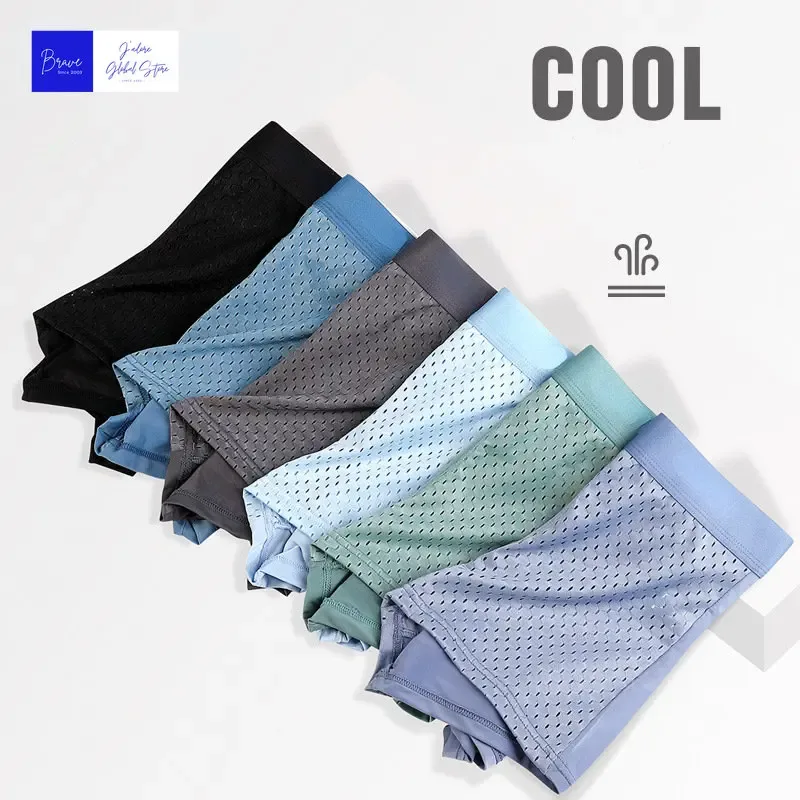 Gümrükleme erkek Buz Ipek Örgü Boxer Külot Rastgele Tarzı Sandıklar Nefes Çabuk Kuruyan spor iç çamaşırı Boxershorts Erkek Iç Çamaşırı