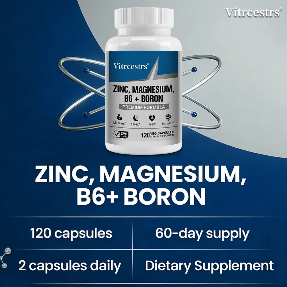 Magnesium Complex Capsules - boron/L-Threonate + Zinc D3 B6 High Absorption Muscle Bone Brain Sleep Health Panglunas sa pagkabalisa