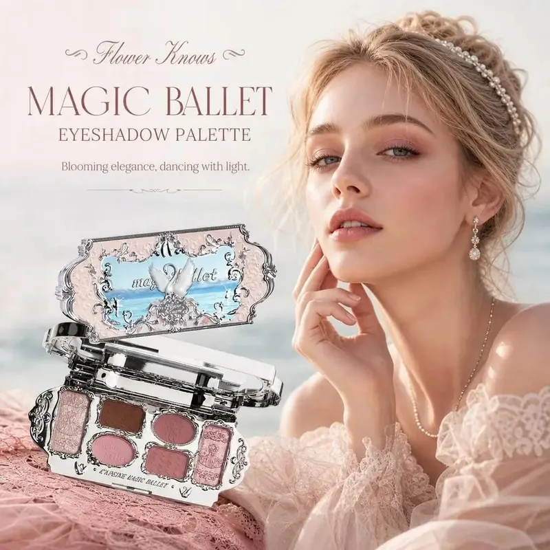 Πλήρες σετ Κιτ μακιγιάζ Swan Makeup Palette Pressed Powder Blush Lipstick Eyeshadow Palette Cute Cosmetic Gift Set