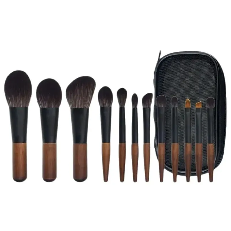12pcs Travel Makeup Brushes Eyeshadow Brush Powder Blusher Liquid Foundation BB Cream Brush Portable Make Up Brush na may Bag