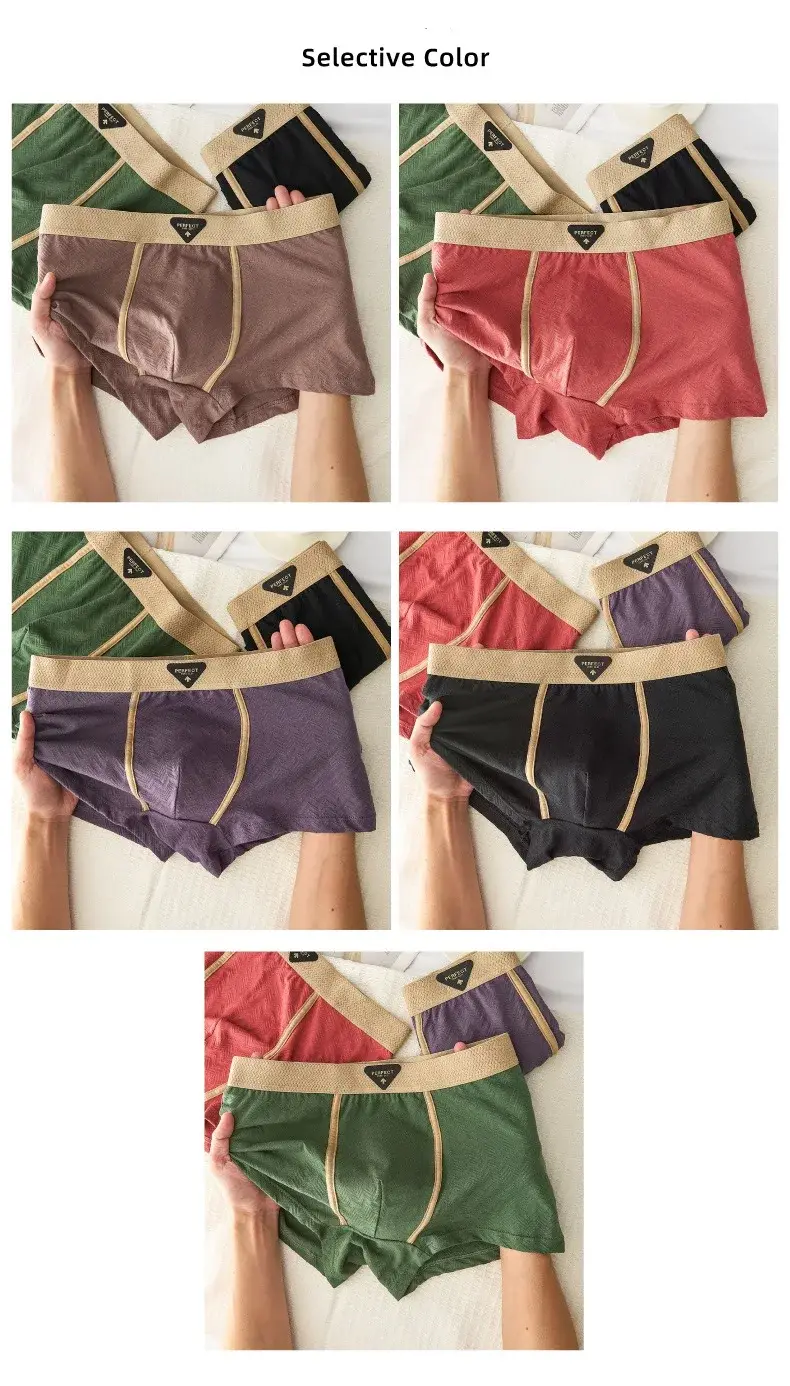 3PC 100% Cotton Men's Underwear Autumn Winter New 10A Antibacterial BoxerShorts Loose Comfortable Men's Quadrangle Underpants