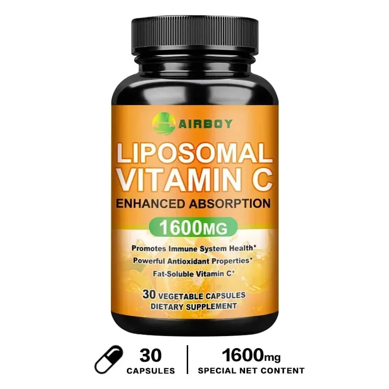 Liposomale vitamine C 1600 mg - Bevordert de productie van collageen Immuunondersteuning Krachtige antioxidant