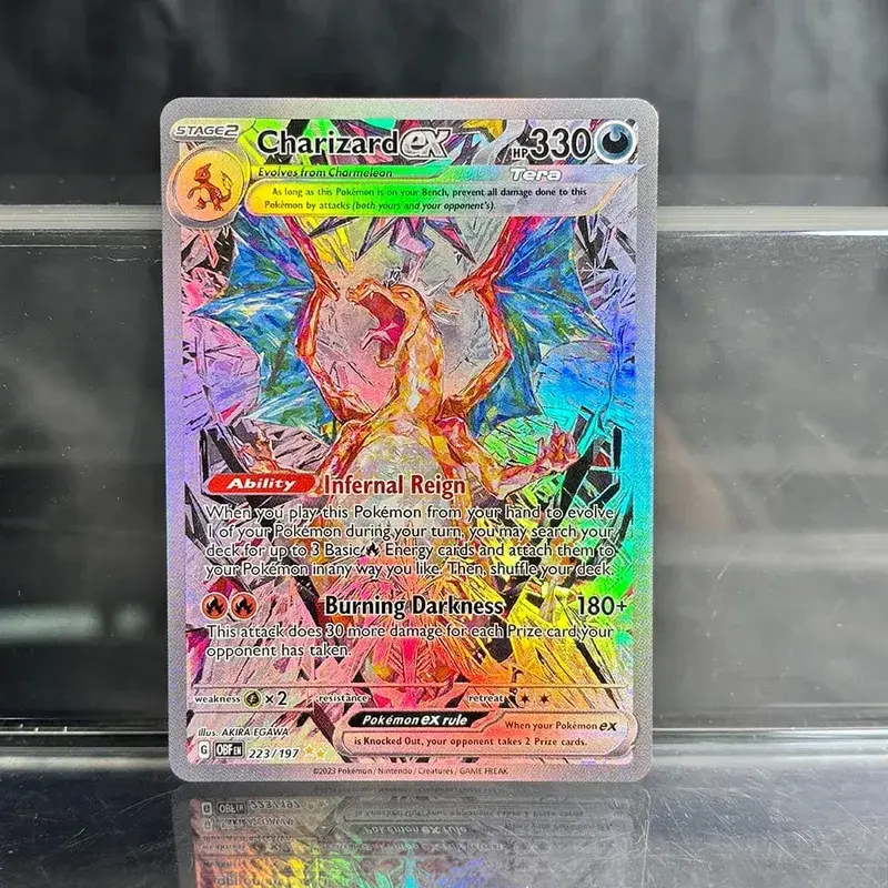 אוסף משחקי מסחר הולוגרפי PTCG כרטיסי פרוקסי Charizard Pikachu Mew EX Singl PKM Foil Cards Gengar VMAX Skyridge (SK)