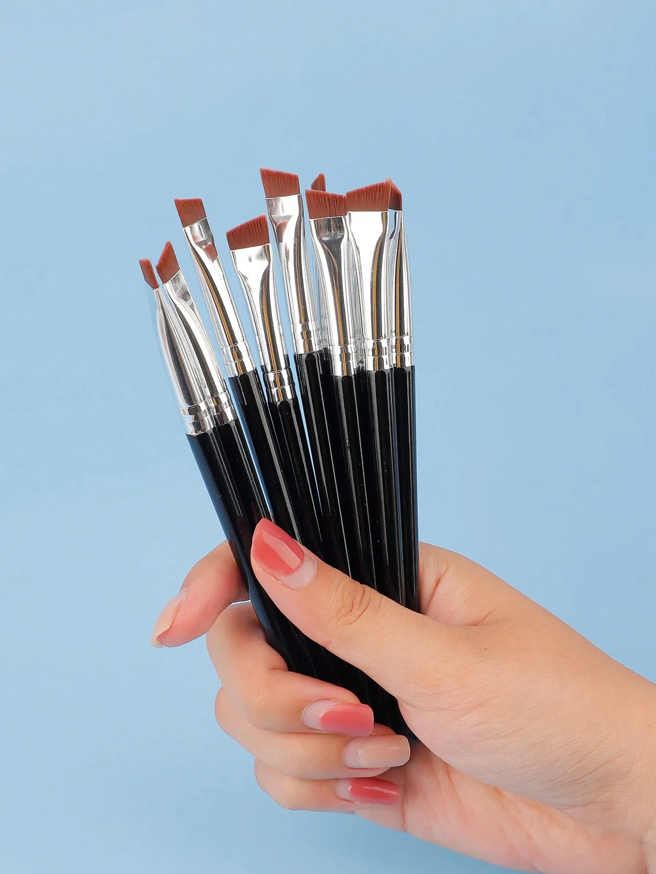10 Stuks Schuine Wenkbrauwborstels Wenkbrauw Tint Borstel Platte Taps toelopende Wenkbrauw Concealer Borstel Oogmake-up Kwasten