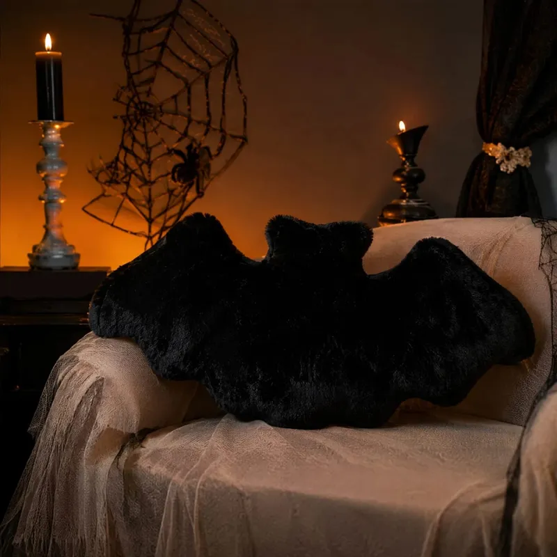 Halloween Bat Shaped Throw Pillow 17.72x