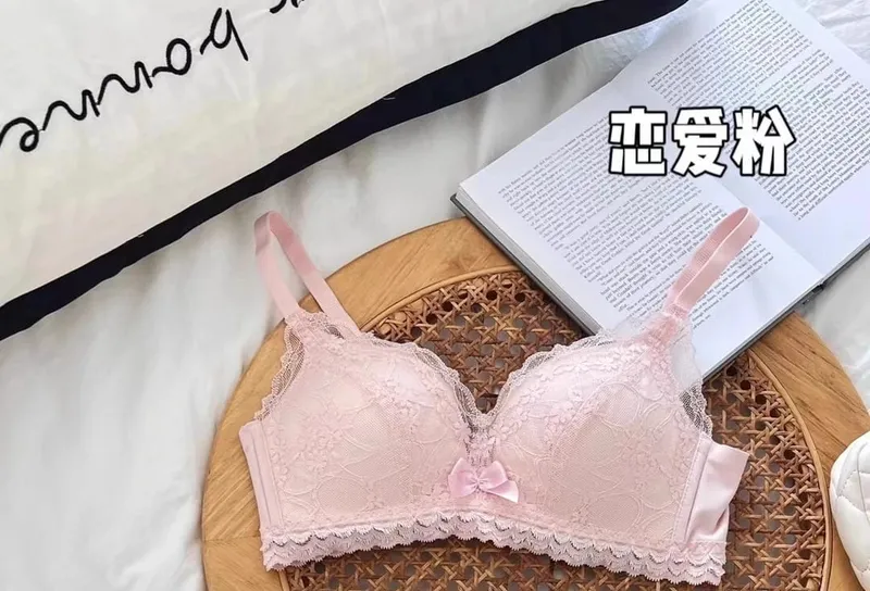 ​Japán anime csipke melltartó szett Push Up vezeték nélküli bralette kis mell, varrat nélküli szexi háromszög kupa fehérnemű szett tavaszi nyár MOYISU