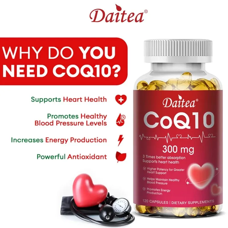 Το συνένζυμο Q10 - 300 mg υποστηρίζει την ενεργειακή γνωστική ικανότητα και την υγεία της καρδιάς του εγκεφάλου και των κυττάρων Αντιοξειδωτικό Βελτιώνει την ποιότητα του ύπνου