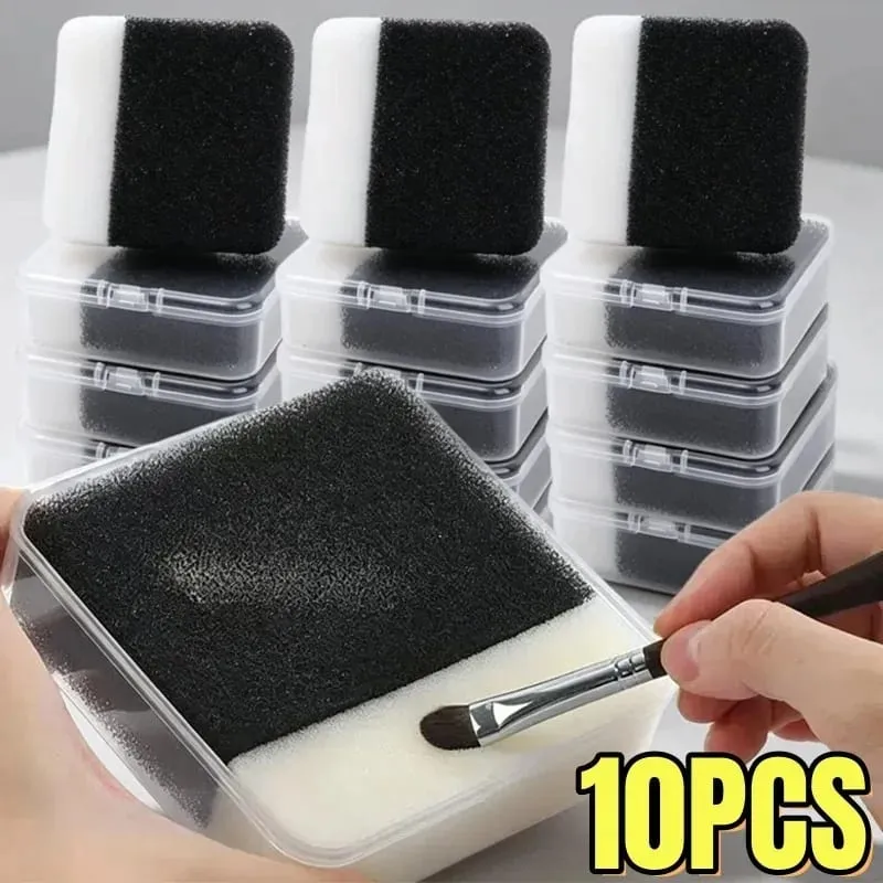 Portable Makeup Brush Cleaner Sponge Easy-use Dry Eye Shadow Wash Mga Tool sa Pagpapaganda Brushes Panlinis Kahon Sponge Puff Cleaner Babae