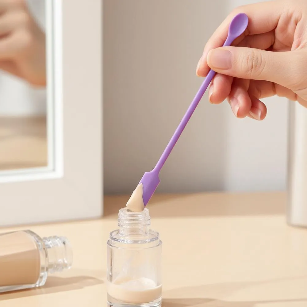 3pcs Portable Mini Silicone Scraper Soft Lengthened Face Mask Brush Double-head Jam Scraping Spoons Set ng Makeup Brushes