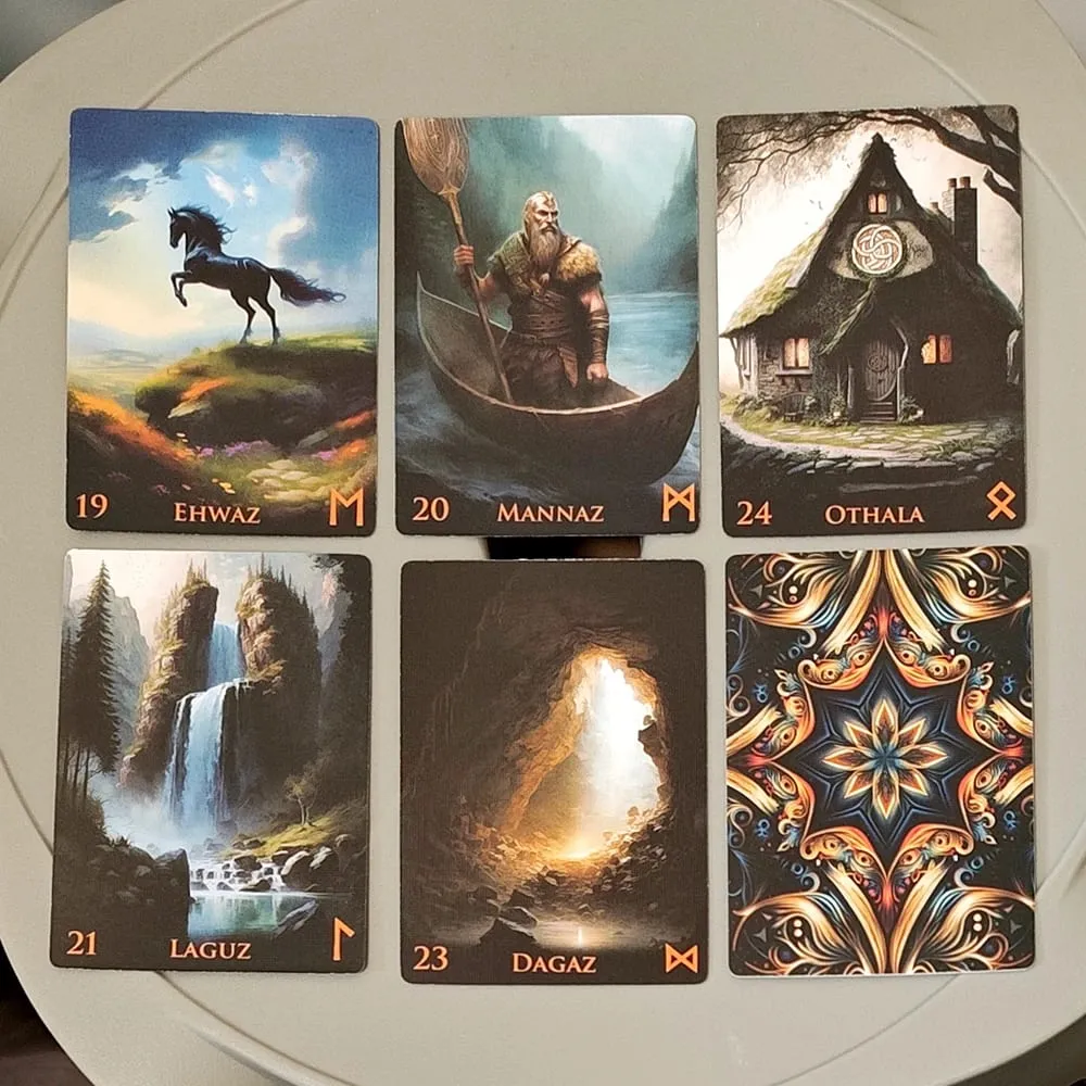 Weird World Runes Deck 9*6cm - 25 Elder Futhark Oracle Cards for Divination Τυπωμένες σε χαρτόνι με διπλό ανάγλυφο 350GSM — image 5