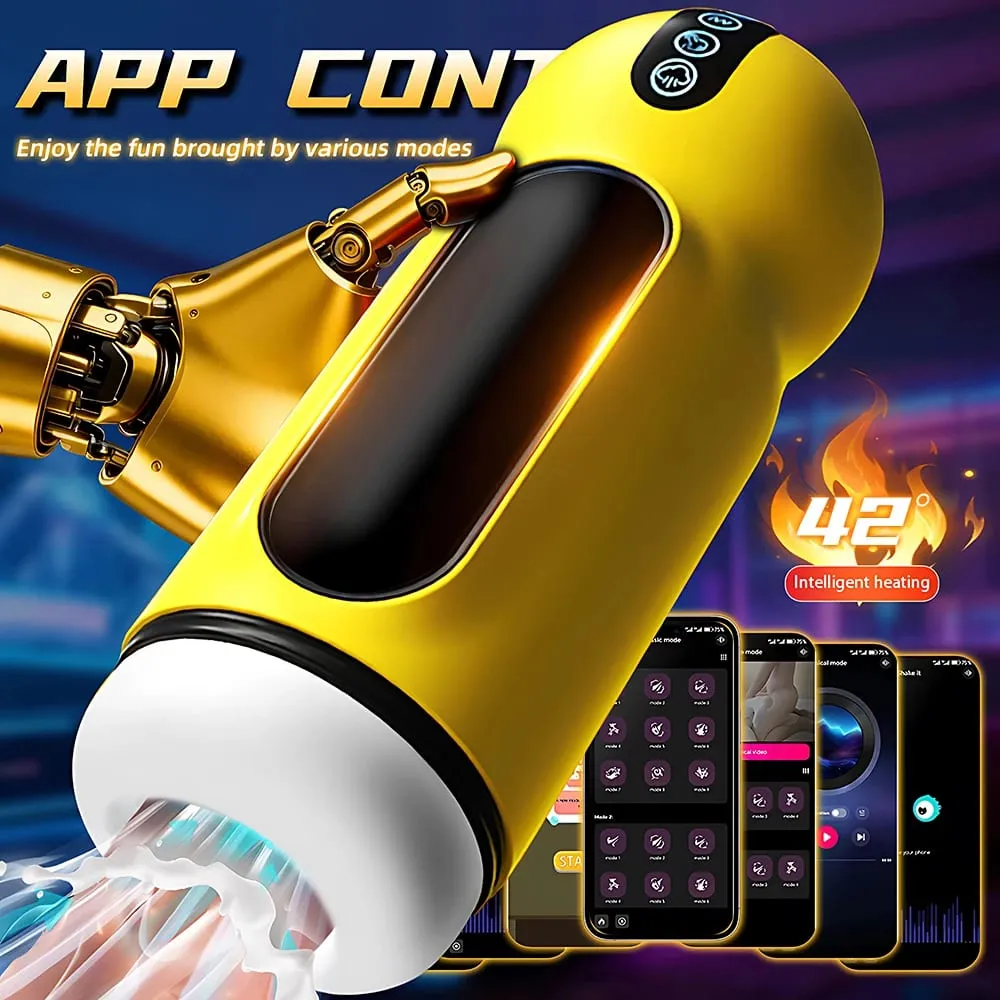APP חימום אוטומטי כוס אוננות זכר מציצת רטט מחומם כיס ואקום כוס סטרוקר מציצה פין צעצועי מין לגברים