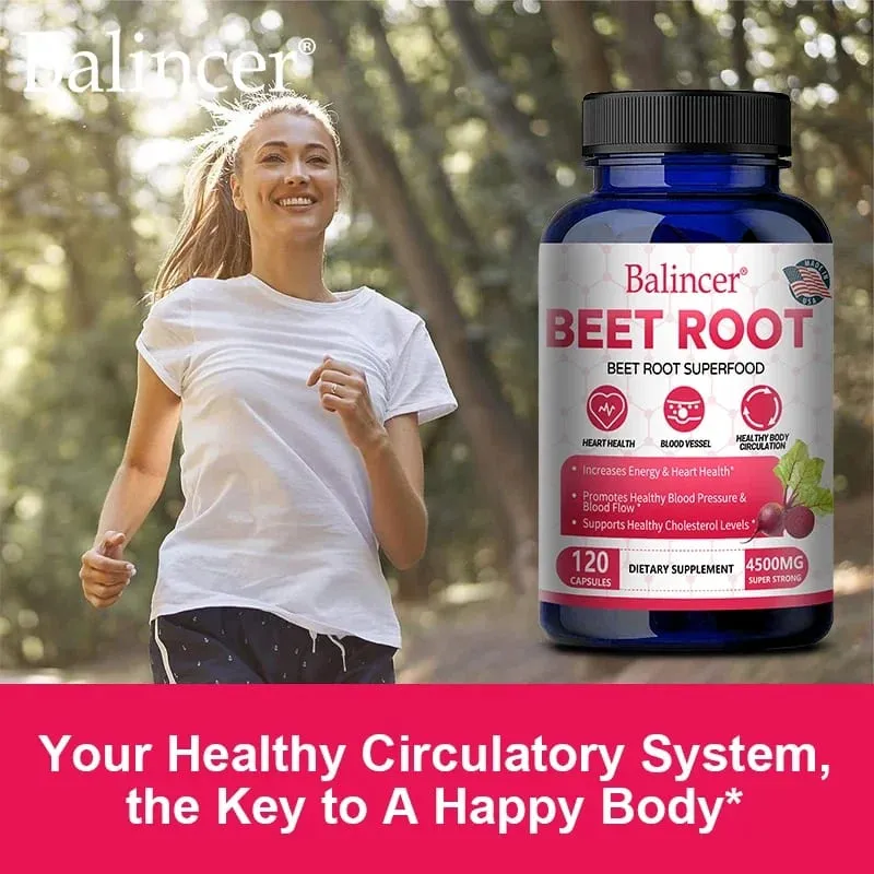 Balincer Organic Beetroot Extract Κάψουλες - Καλό για ενέργεια και αντοχή στην κυκλοφορία του αίματος Συμπλήρωμα για την υγεία της καρδιάς
