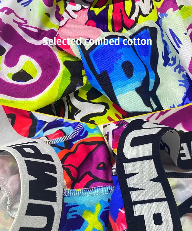 1PCS Men's Cotton Nylon Blend Boxer Briefs All-Over Graffiti Print Wide Elastic Waistband Non-Tight Fashion Sport Underwear